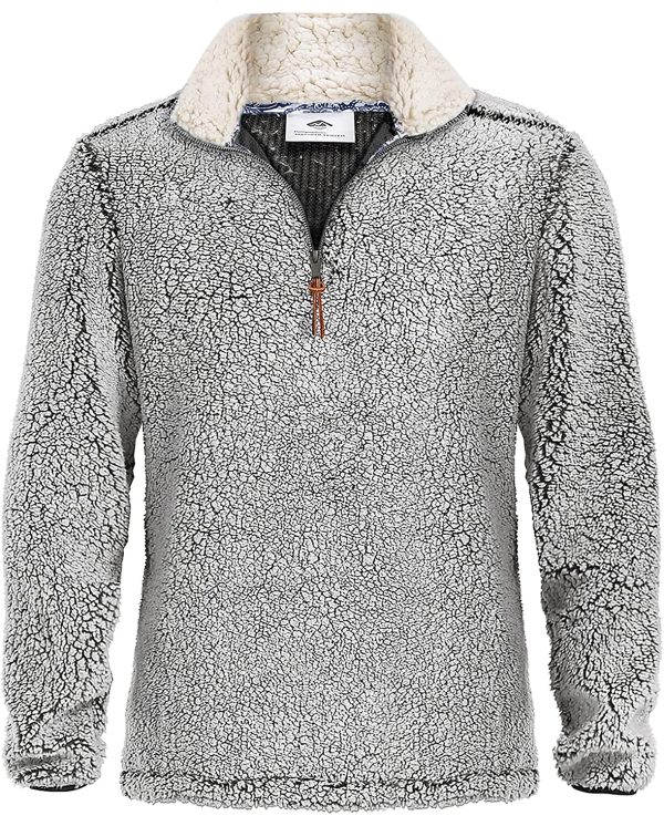 Bnokifin Men's Winter 1/4 Zip Sherpa Pullover Sweater Stand Collar Fluffy Fleece Jacket with Pockets