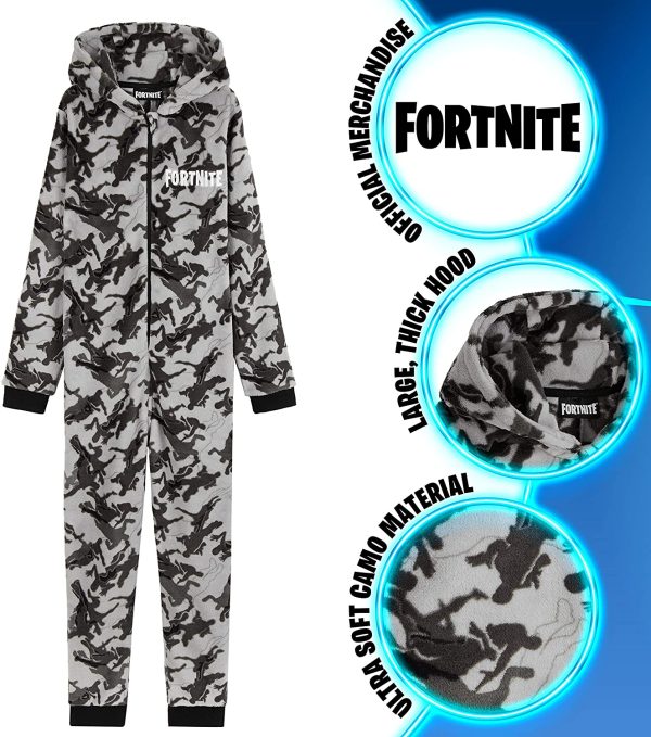 Fortnite Boys Onesie, Fleece Pyjamas 7-14 Years, Gamer Gifts for Boys Teens - Image 5