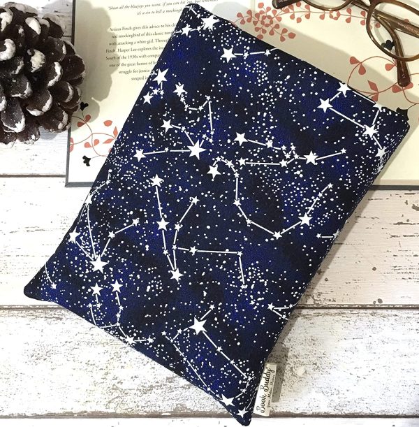 Constellations Book Buddy - Glow in the Dark, Small Medium Large Padded Paperback Pouch