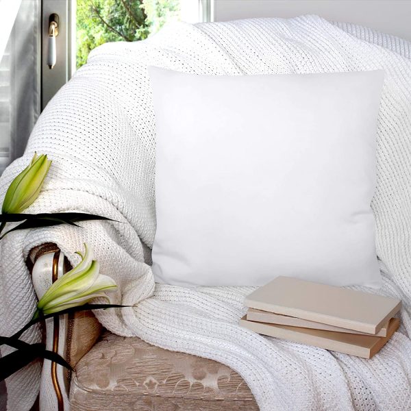 Cushion Inner Pads (Pack of 2), 30 x 30 cm (12" x 12") Cushion Stuffer Inserts, Cotton Blend Fabric, Hollowfibre Square Pillows (White) - Image 4