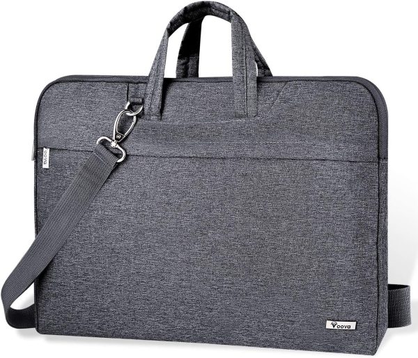 Laptop Bag 14-15.6 Inch, Waterproof Laptop Case Sleeve with Shoulder Strap, Computer Briefcase Cover Compatible with MacBook Pro 16, Dell XPS 15, Acer Asus Hp Chormebook-Grey - Image 3