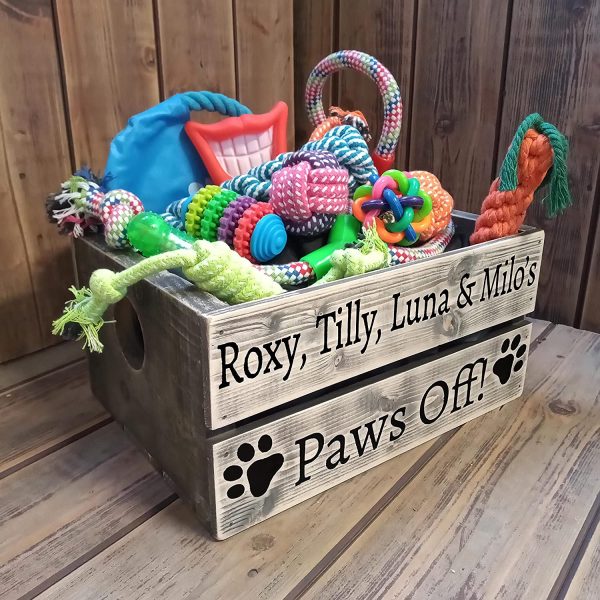 Dog Toy Box Personalised Storage Crate Handmade in England