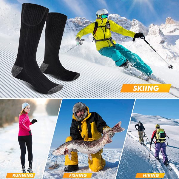 Heated Socks for Men Women, Electric Socks with 4200mAh Rechargeable Battery, 3-Gear Breathable Foot Boot Cotton Thermal Socks for Climbing Hiking Skiing - Image 2