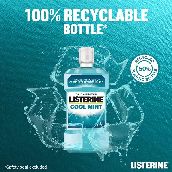 Listerine Cool Mint Mouthwash, 6X 500ml,Blue