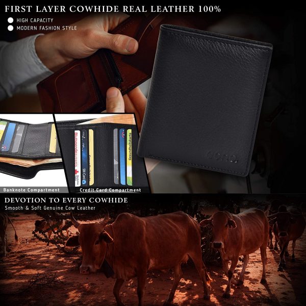 Amazon Brand - Eono Small Leather Wallets with RFID- 2 Note Compartment Ultra Slim Wallet for Men & Women