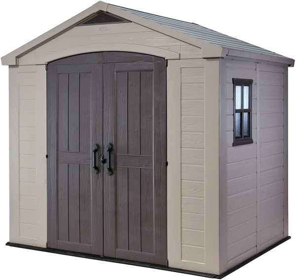 Keter Factor 8 x 6 ft Outdoor Storage Shed, Beige/Brown - Image 2