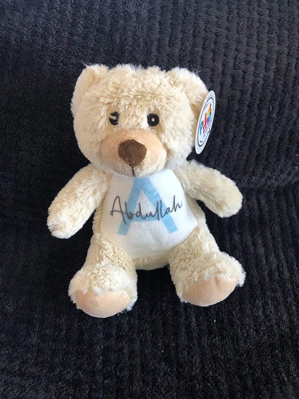 Personalised Teddy Bear Soft Toy with Name & Initial, Customisable Baby Gift, New Baby Gift, Newborn Baby Gift, Baby Boy, Baby Girl, Custom Teddy Bear, Keepsake, Baby Shower Gift, Christening Gift - Image 4