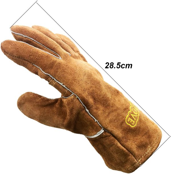 Cosystove Genuine Leather Heavy Duty Heat Resistant Safety Gauntlet Gloves for Woodburner Multi-Fuel Wood Burning Stoves Protection from Temperature and Ash Barbecue Open Coal Fire - Image 7