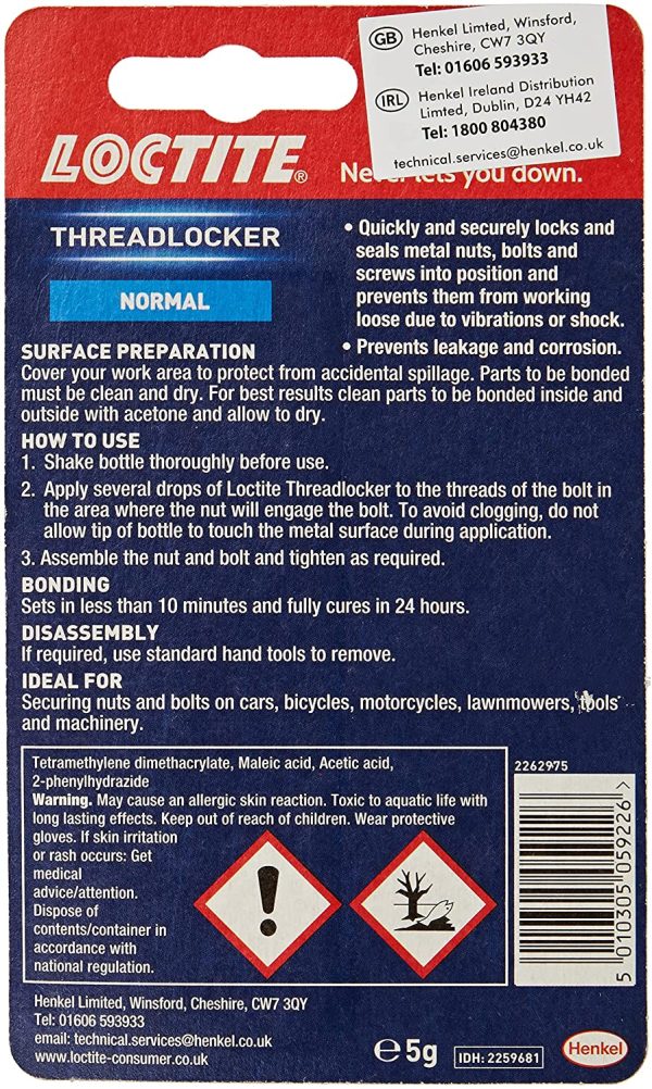 Loctite 2259681 Lock ??n?? Seal Fast Thread Lock & Sealant-5g / Easy to use/Maintains clamp Pressure loosening/Prevents Corrosion / 100% Effective, Transparent - Image 3