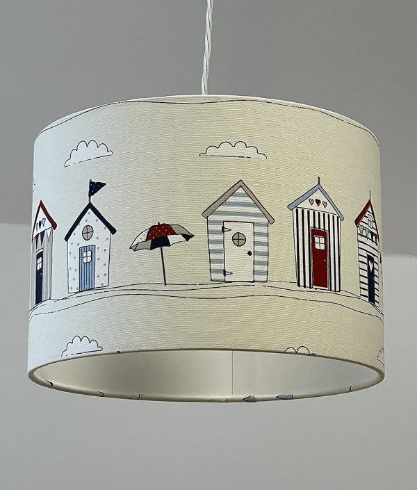 Blue Beach Hut Drum Lampshade - Image 4