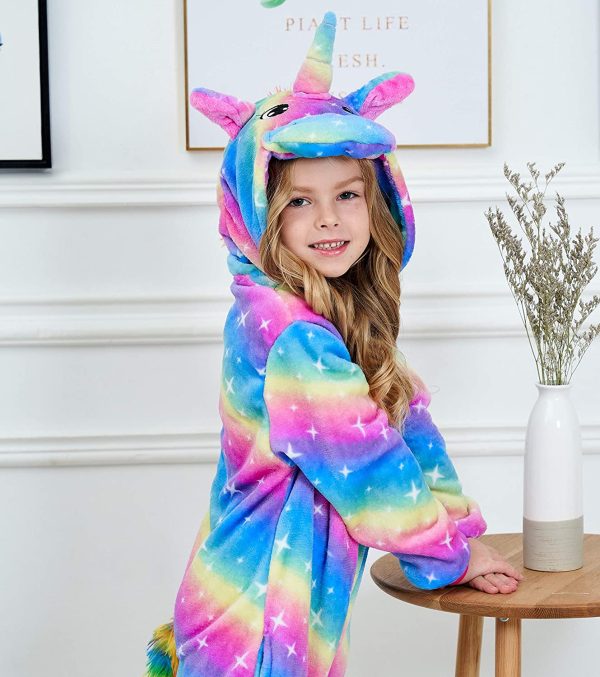 HulovoX Girls Unicorn Pyjamas Onesie, Soft Unicorn Sleepsuit for Kids