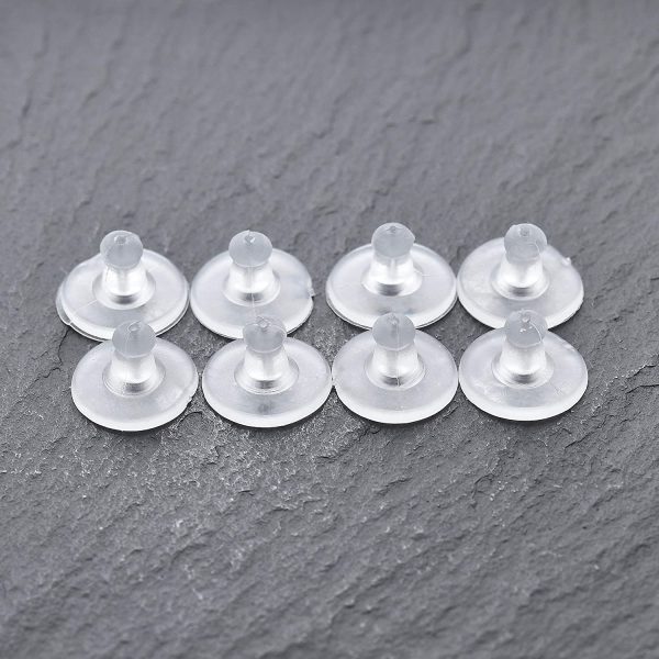 pewterhooter® I0 Pairs of Soft, Comfortable & Secure Clear Plastic Earring Backs. - Image 3