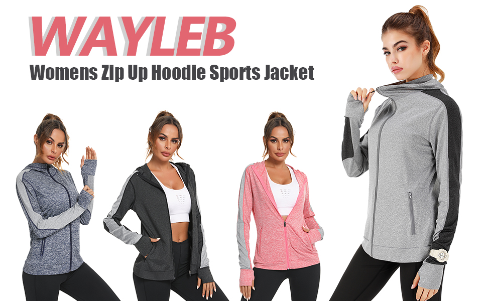 Woman Zip Up Hoodie Top Ladies Long Sleeve Sport Workout Hooded Jacket Sweatshirt