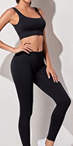 Black Workout Sets for Women 2 Piece