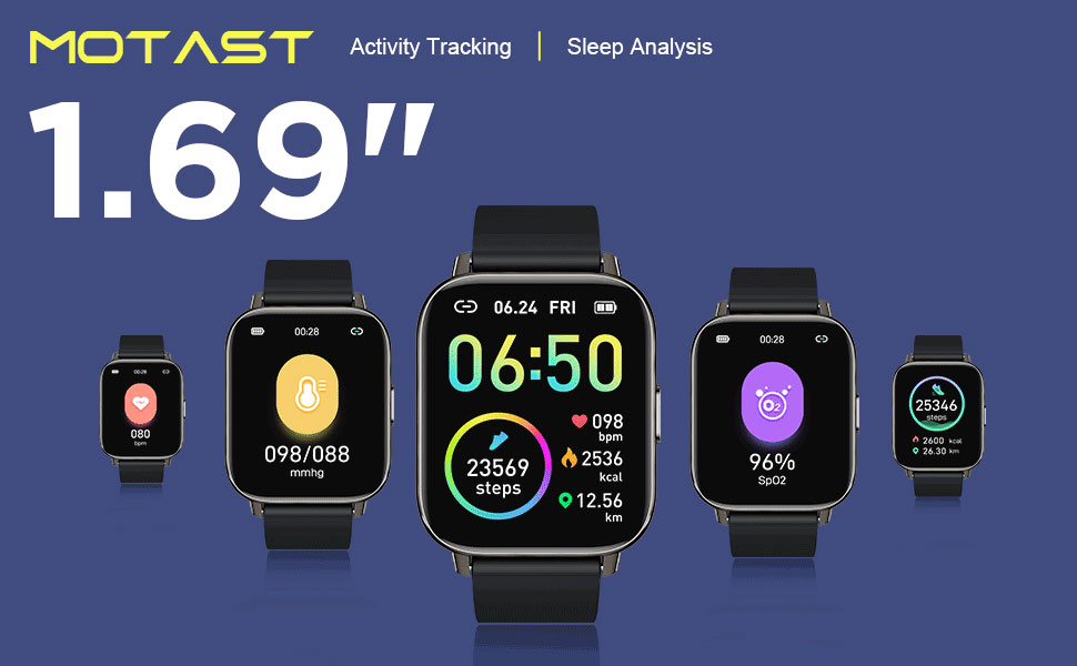 Motast Smart Watch Fitness Tracker with Heart Rate Blood Pressure Monitor