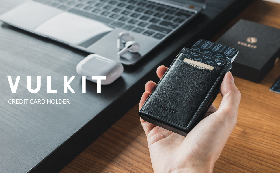 VULKIT credit card holder leather card wallet