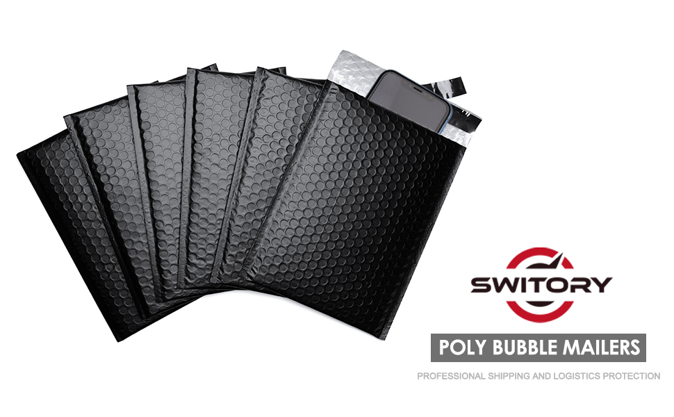 Switory 50pcs A5 15.3cmx22.9cm Poly Bubble Mailers Black