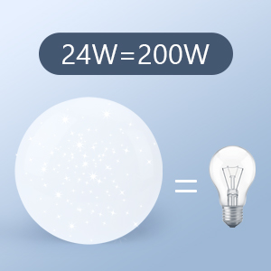  24W, 2400LM, equivalent to 200W ordinary lamp, with effective energy saving of more than 90%.