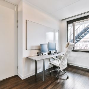 home office with whiteboard