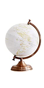 Exerz 20cm Globe Golden Colour Metallic - Educational, Geographic, Modern Desktop Decoration