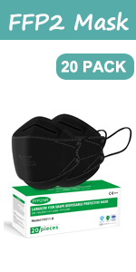 20 Pack Black FFP2 Mask