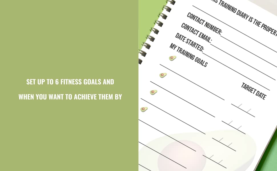 6 FITNESS GOALS TARGET DATE PHYSICAL GOAL CHIN UP ASSISTANCE EXERCISE PROGRAM AVOCADO GREEN DIARY