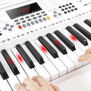 piano keyboard with lighted keys