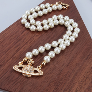 necklace beads fake pearls faux pearl necklace saturn planet 