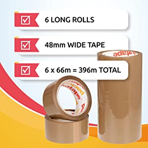 Packatape General Purpose Packing Parcel Tape 6 Rolls