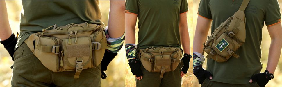 Huntvp Tactical Waist Bag Military Waist Pack Molle Bumbag Fanny Pack Bum Bag