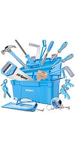 25 Piece Beginner Tool Set with Tool Box. Carpentry Wood Starter DIY Kit