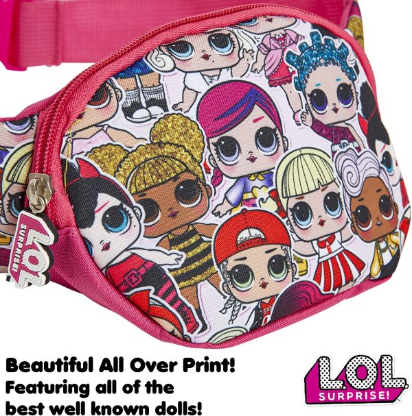 L.O.L. Surprise ! LOL Dolls Bum Bag for Girls Teens, Children's Waist Bag, Pink Fanny Pack with Adjustable Belt for Travel Sport School, Fashion Accessories Gifts for Girls Teenagers (Pink) - Image 6