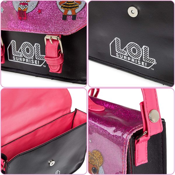 L.O.L. Surprise ! LOL Dolls Handbag For Girls Featuring Glitterati Doll Unicorn, Diva, Queen Bee | Black & Pink Kids Handbag Crossbody | Children Cross Body Bag | Fashion Shoulder Bags For Kids - Image 4