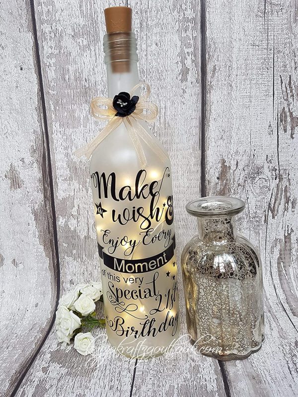 Personalised Light Up Bottle, Special Birthday 18th, 21st, 30th, 40th, 50th, 60th Special Occasion, frosted bottle - Image 2