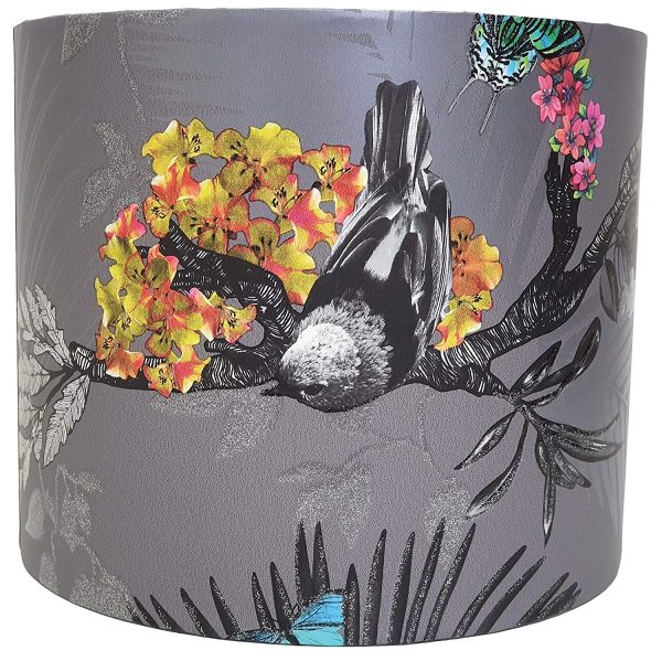 Bird Design Lampshade Ceiling Light Shade Floral Tropical Tree White Grey Duck Egg Home Accessories