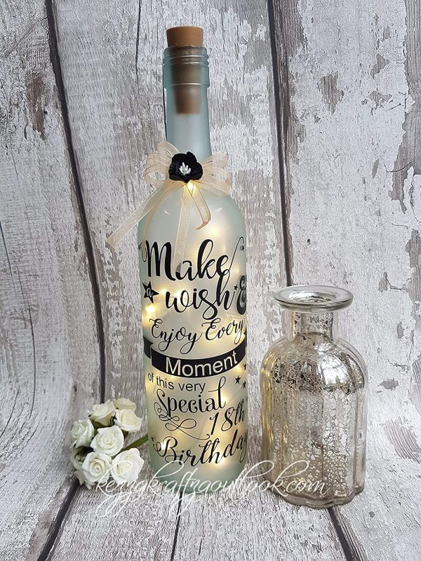 Personalised Light Up Bottle, Special Birthday 18th, 21st, 30th, 40th, 50th, 60th Special Occasion, frosted bottle - Image 6