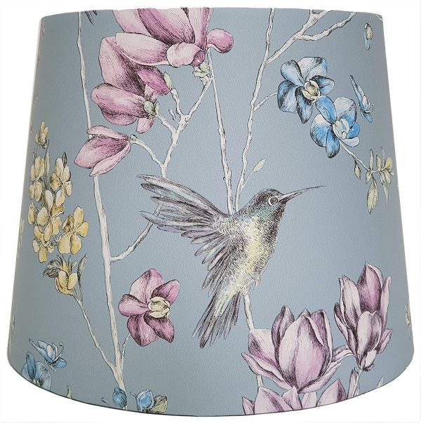 Bird Table Lamp Shade Ceiling Light Shade Hummingbird Floral Woodland White Duck Egg Pink Bedroom Accessories Gifts - Image 2