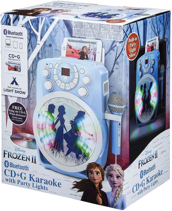 Frozen 2 Bluetooth CDG Karaoke Machine with LED Disco Party Lights, Built in Microphone for Kids, Portable Bluetooth Speaker, Avc, CDG Disks, Compatible with mobiles, tablets & TV - Image 7