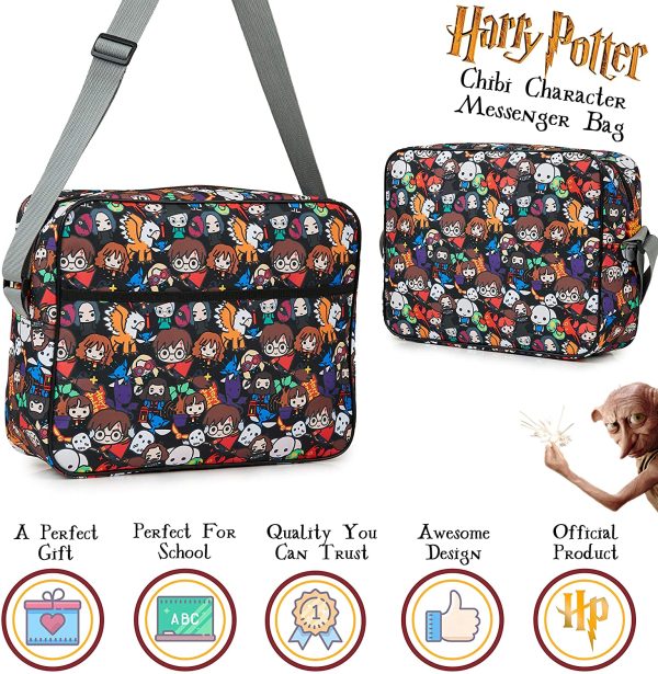 Harry Potter Messenger Bag for Girls Boys, School Bag with Chibi Character Print, Crossbody Shoulder Bag School or Travel, Harry Potter Gifts Kids Teenagers - Image 3