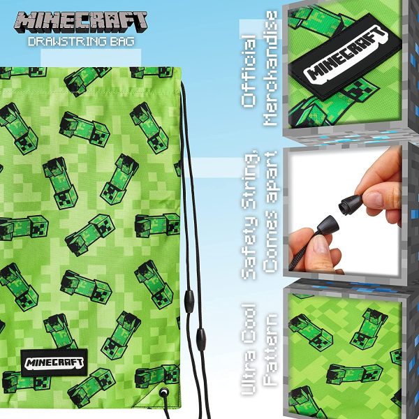 Minecraft Drawstring Bags, School PE Kit, Gym, Swimming, Sports, Travel, Minecraft Gifts