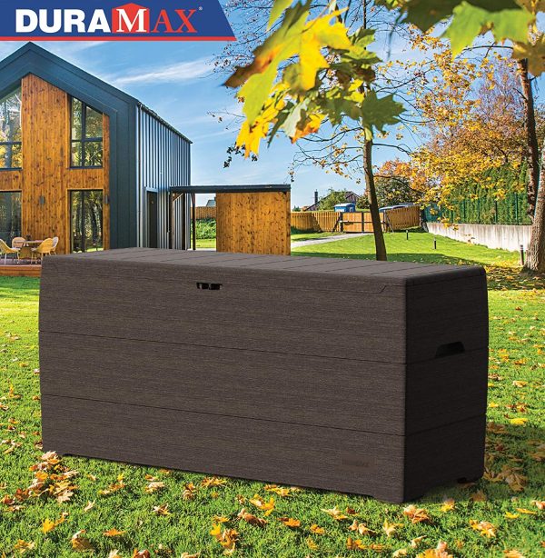 Duramax Cedargrain Durabox 270 Litre/71 Gallon, Outdoor Plastic Deck Box and Garden Furniture Organizer, Lockable Lid, Plastic Cushion Box with Side Handles, Brown - Image 10