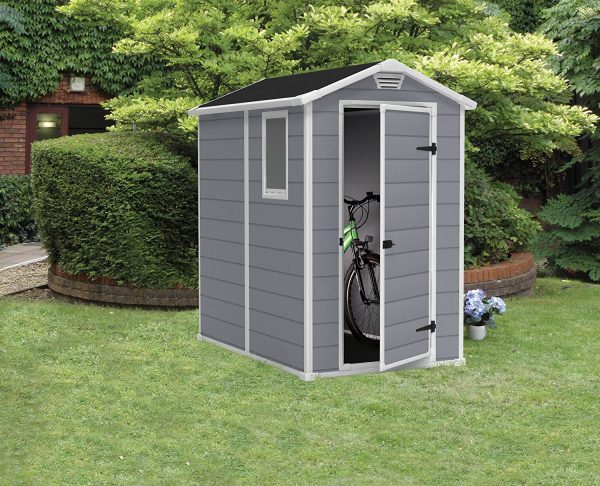 Keter Manor Outdoor Plastic Garden Storage Shed, Grey, 6 x 4 ft - Image 2