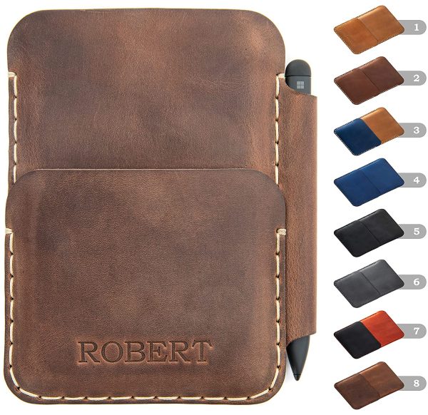 Bovine leather case for Microsoft Surface Duo 2 / Duo 1st gen. Personalised wallet - Image 6