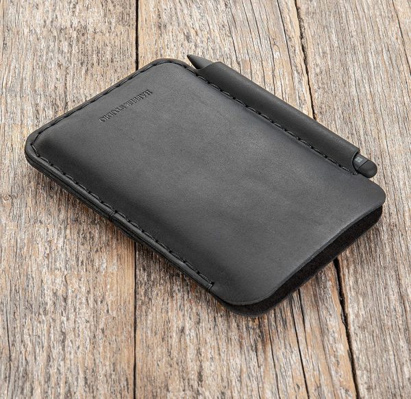 Black Leather case for Microsoft Surface Duo 2 with original BUMPER. PEN holder, personalised wallet pouch. - Image 2