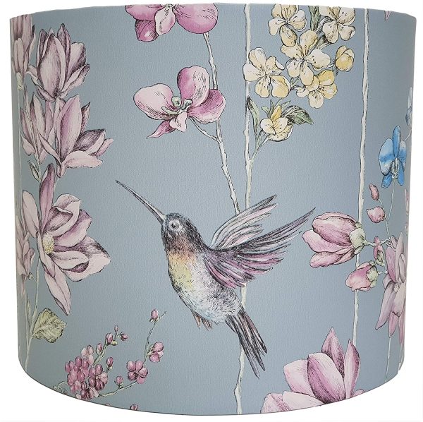 Bird Table Lamp Shade Ceiling Light Shade Hummingbird Floral Woodland White Duck Egg Pink Bedroom Accessories Gifts - Image 4