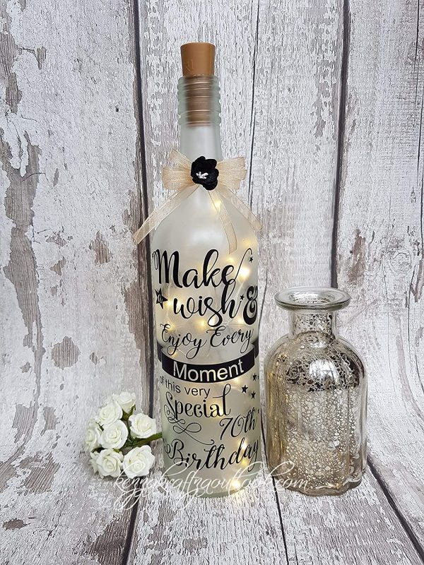 Personalised Light Up Bottle, Special Birthday 18th, 21st, 30th, 40th, 50th, 60th Special Occasion, frosted bottle