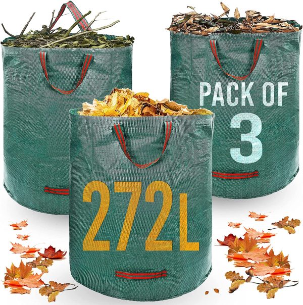 Heavy Duty Garden Waste Bags - 272 Litre - 3 Sacks - Industrial Handles & Fabric - Garden/Green Waste Sacks - Reusable - Image 2