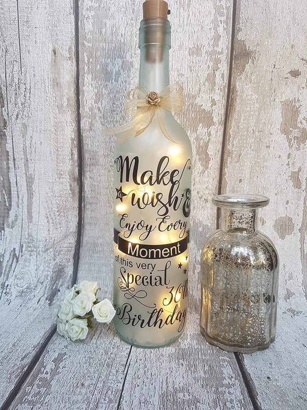 Personalised Light Up Bottle, Special Birthday 18th, 21st, 30th, 40th, 50th, 60th Special Occasion, frosted bottle - Image 3