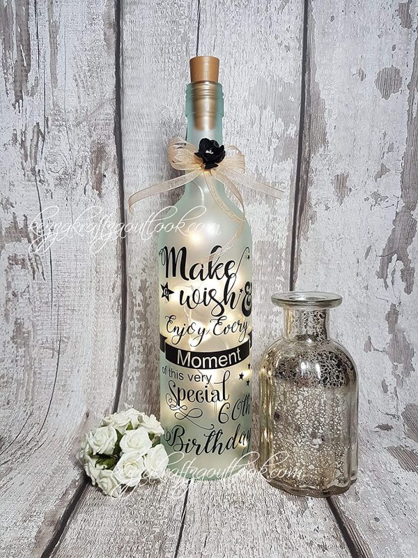 Personalised Light Up Bottle, Special Birthday 18th, 21st, 30th, 40th, 50th, 60th Special Occasion, frosted bottle - Image 7