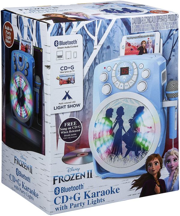 Frozen 2 Bluetooth CDG Karaoke Machine with LED Disco Party Lights, Built in Microphone for Kids, Portable Bluetooth Speaker, Avc, CDG Disks, Compatible with mobiles, tablets & TV - Image 8